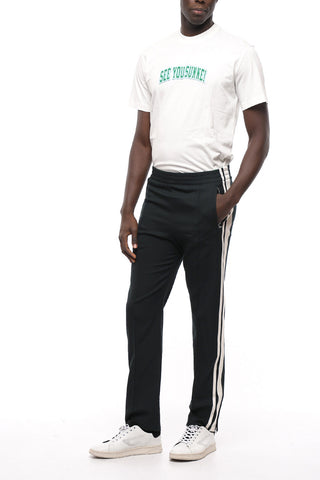 Contrasting Band Wool Blend Track Sweatpants