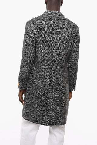 PINOLERARIO Herringbone Wool Blend Double-breasted Coat