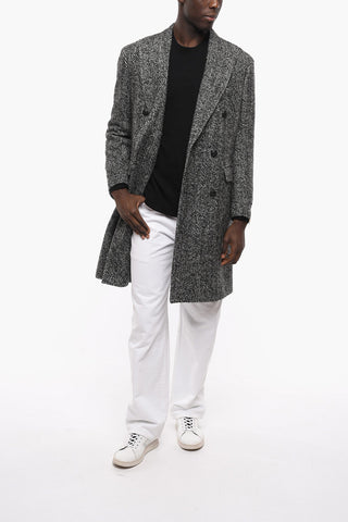 PINOLERARIO Herringbone Wool Blend Double-breasted Coat