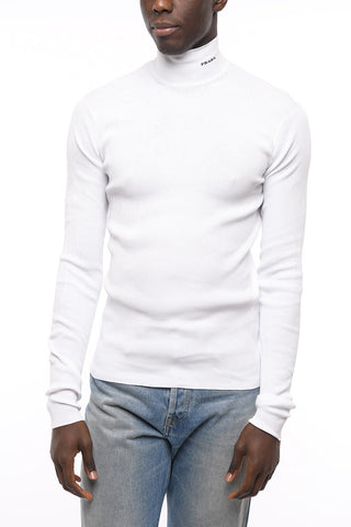 Maglia in Cotone a Costine a Collo Alto