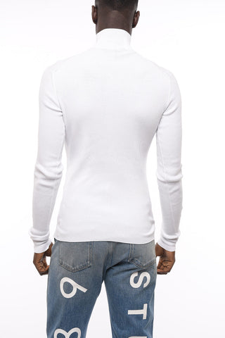 Maglia in Cotone a Costine a Collo Alto