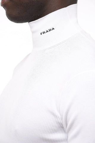 Maglia in Cotone a Costine a Collo Alto