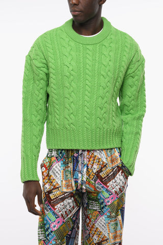 Virgin Wool Aran Crew-neck Pullover