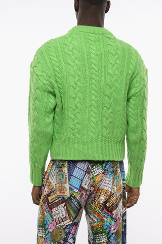 Virgin Wool Aran Crew-neck Pullover