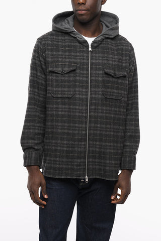 Tartan Wool Blend Overshirt with Front Zip
