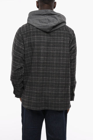 Tartan Wool Blend Overshirt with Front Zip