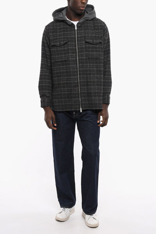 Tartan Wool Blend Overshirt with Front Zip