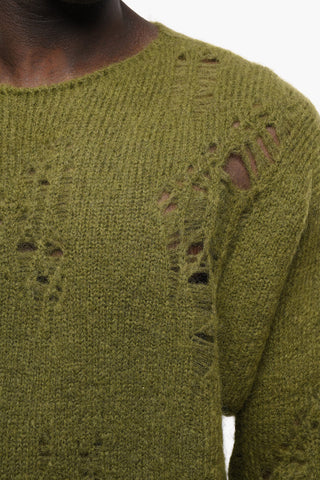 Pullover Girocollo in Misto Mohair Distressed