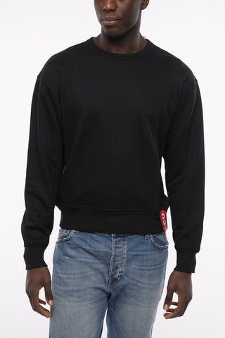 Solid Color Crew-neck Sweatshirt with Contrasting Logo