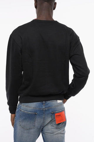 Solid Color Crew-neck Sweatshirt with Contrasting Logo