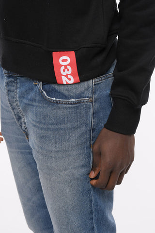 Solid Color Crew-neck Sweatshirt with Contrasting Logo