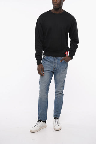 Solid Color Crew-neck Sweatshirt with Contrasting Logo