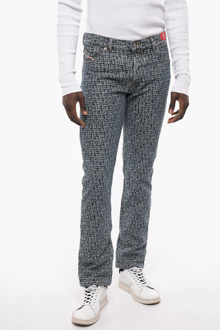 Straight Leg Slim Fit Jeans with All-Over Logo 18cm L.32