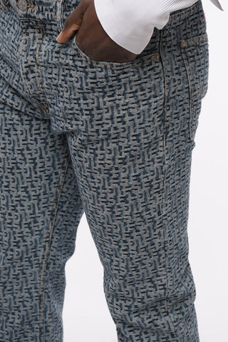 Straight Leg Slim Fit Jeans with All-Over Logo 18cm L.32