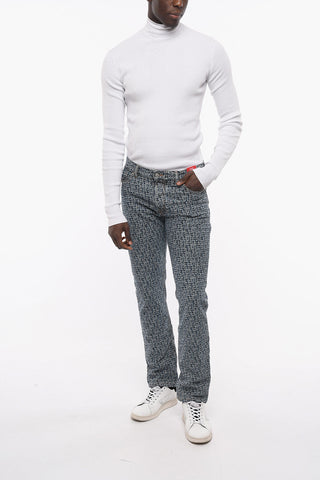 Straight Leg Slim Fit Jeans with All-Over Logo 18cm L.32