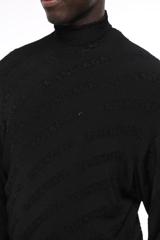 Maglia Oversized a Collo Alto con Fantasia Logo