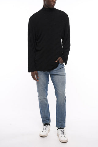 Maglia Oversized a Collo Alto con Fantasia Logo