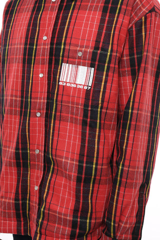 VTMNTS Padded BARCODE Shirt with Check Pattern