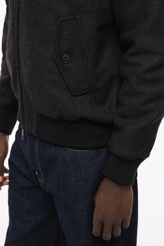 Herringbone Motif Bomber with Flap Pocket