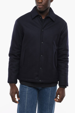 Quilted Wool Coat with Snap Buttons