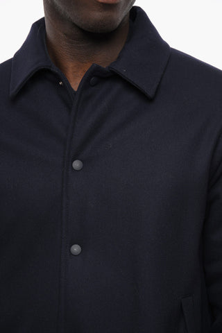 Quilted Wool Coat with Snap Buttons