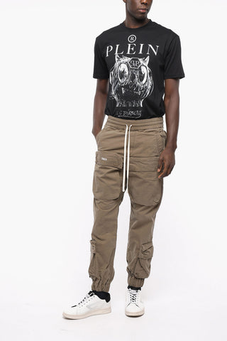 Solid Color Cargo Pants with Elastic Waistband