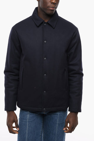 Quilted Wool Coat with Snap Buttons