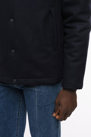 Quilted Wool Coat with Snap Buttons