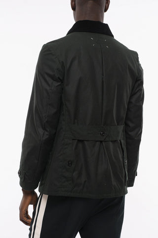 MM4 Baumwolljacke mit geripptem Velourskragen