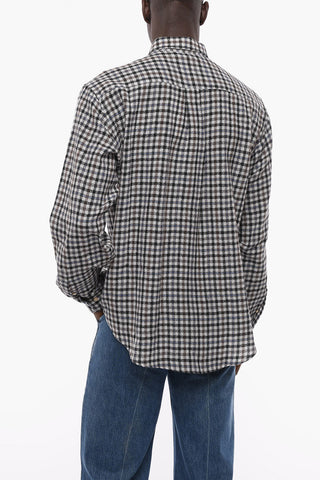 2-2 Gingham Cashmere Flannel Shirt with Button-down Collar