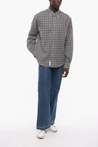 2-2 Gingham Cashmere Flannel Shirt with Button-down Collar
