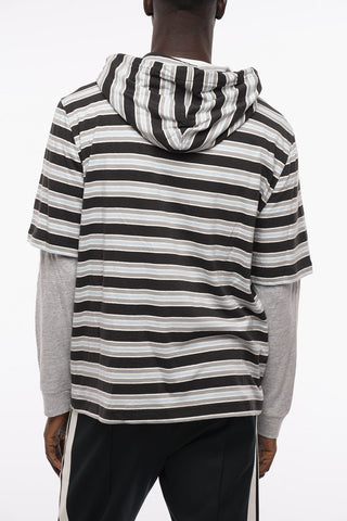 Striped Lightweight Hoodie with Embroidered Logo