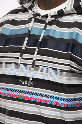 Striped Lightweight Hoodie with Embroidered Logo