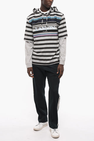 Striped Lightweight Hoodie with Embroidered Logo