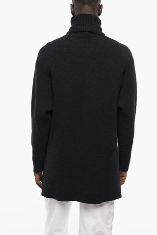 Pullover Oversized MICRO BUCLÈ in Misto Lana a Collo Alto