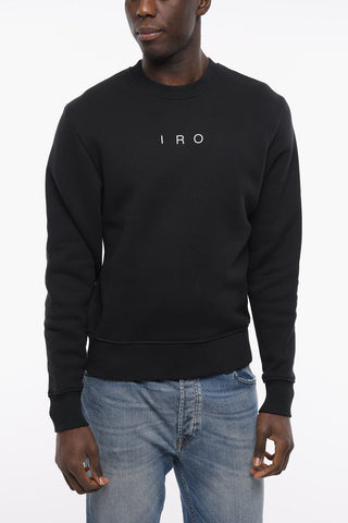 Crew Neck LIONEL Cotton Sweatshirt with Distressed Detail