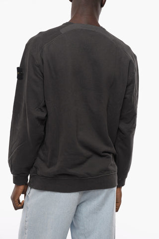 Fleeced-Cotton Crew-Neck Sweatshirt with Patch Logo on the Sleeve