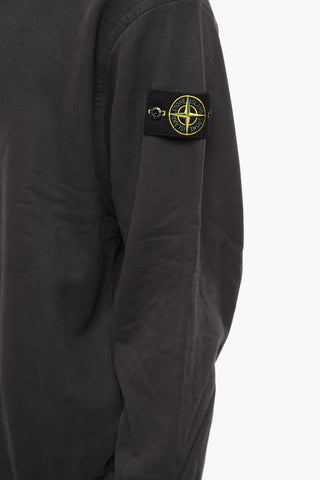 Fleeced-Cotton Crew-Neck Sweatshirt with Patch Logo on the Sleeve