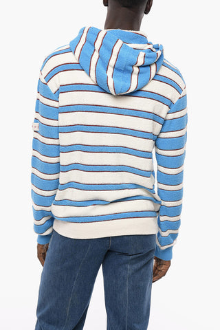 Felpa Hoodie in Spugna di Cotone con Motivo a Righe Balanced