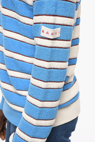 Felpa Hoodie in Spugna di Cotone con Motivo a Righe Balanced