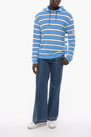 Balanced Stripe Terry Cotton Hoodie