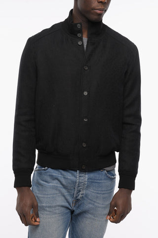 Bomber Imbottito in Misto Cotone con Abbottonatura Frontale