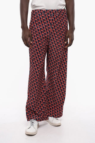 Pantaloni in Velour con Logo All-Over