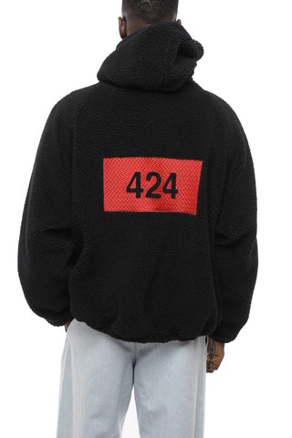 Felpa Hoodie Teddy con Logo Ricamato