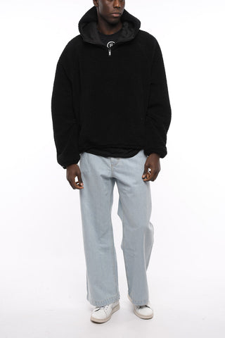 Felpa Hoodie Teddy con Logo Ricamato