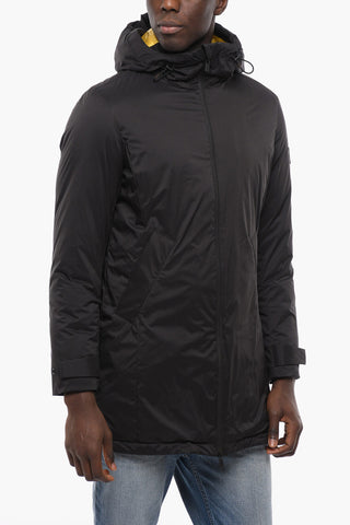 Solid Color Long Down Jacket with Zip Closure