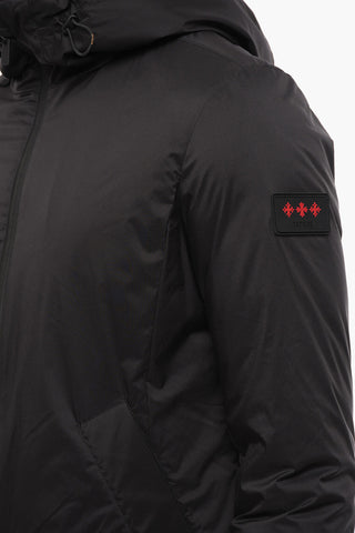 Solid Color Long Down Jacket with Zip Closure
