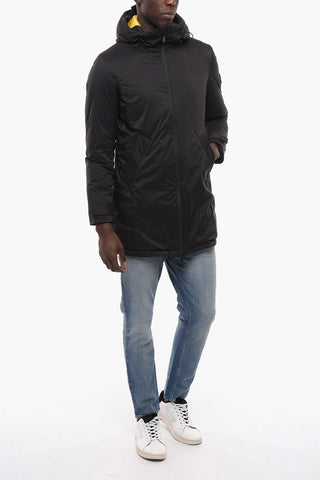 Solid Color Long Down Jacket with Zip Closure