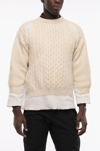Maglia a Trecce in Lana con Dettagli in Pile