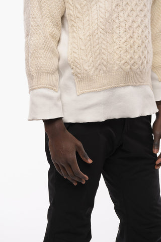 Maglia a Trecce in Lana con Dettagli in Pile